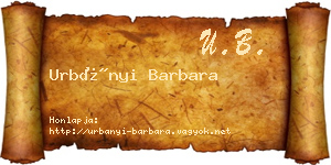 Urbányi Barbara névjegykártya