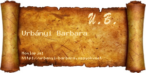 Urbányi Barbara névjegykártya